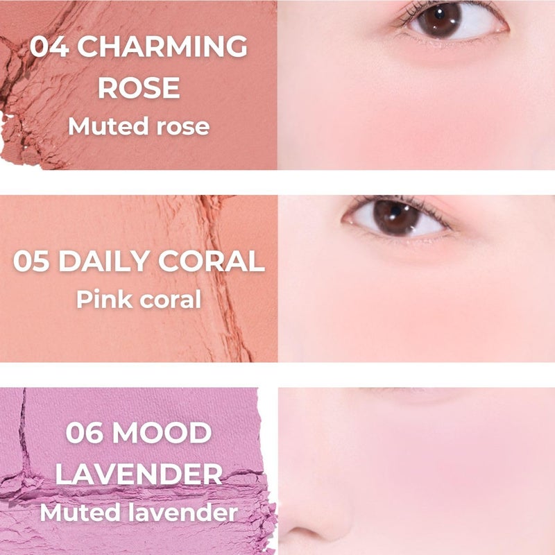 أباوت تون ABOUT TONE Fluffy Wear Blusher - أحمر خدود بودرة مضغوط بلمسة نهائية ناعمة غير لامعة قابلة للمزج والتكثيف، لون طبيعي، مكياج كوري نباتي (03 برتقالي يوسفي) - Image 3